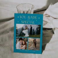 You Made It Special Wedding Photo Aqua Blue