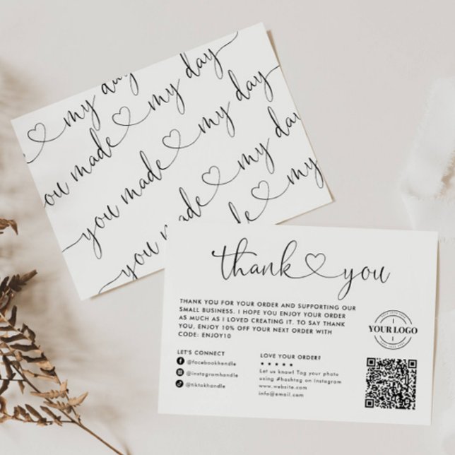 You Made My Day Heart Small Business Logo QR Code Business Card (Creator Uploaded)