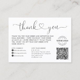 You Made My Day Heart Small Business Logo QR Code Card