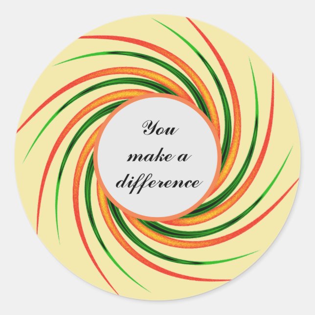 You Make a Difference Colourful Swirls Classic Round Sticker (Front)