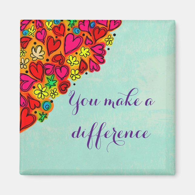 You make a difference doodle hearts magnet (Front)