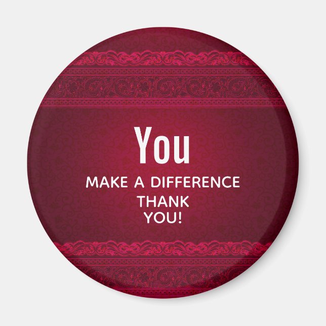 You make a Difference Elegant Red Background Magnet (Front)