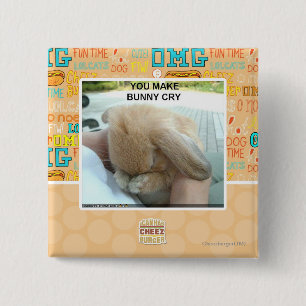 You make bunny cry 15 cm square badge