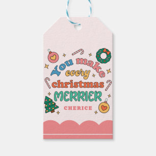You Make Every Christmas Merrier Cute Retro Gift Tags