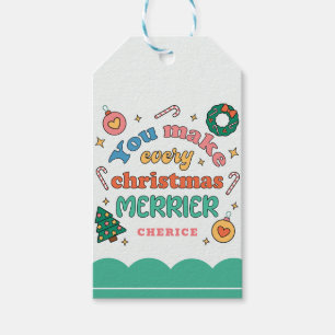 You Make Every Christmas Merrier Cute Retro Gift Tags