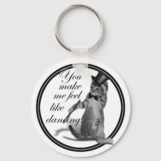 You make me feel like Dancing! Tap Dancing Cat Key Ring (Front)