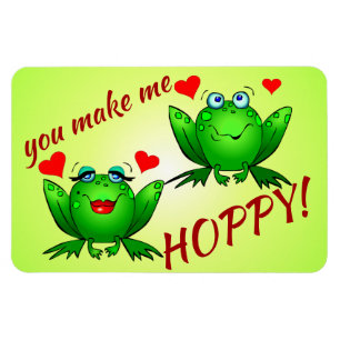 You Make Me Hoppy Cute Cheerful Fun Green Frogs Magnet