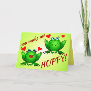You Make Me Hoppy Cute Fun Romantic Frogs in Love Card