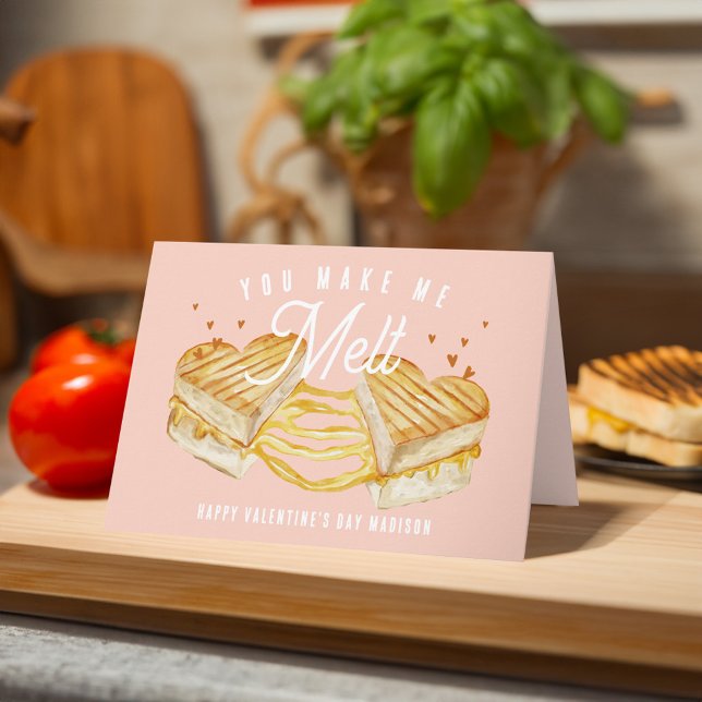 You Make Me Melt Funny Grilled Cheese Valentine Card (You Make Me Melt Funny Grilled Cheese Valentine Card)