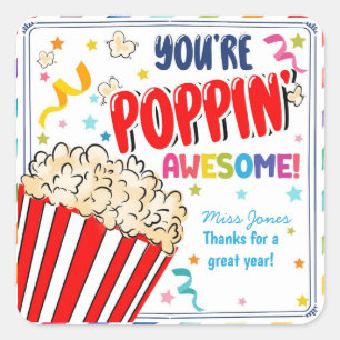 you make me pop thanks popcorn volunteer square sticker