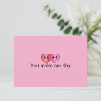 You Make Me Shy Cute Blushing Hearts Kawaii Thank You Card