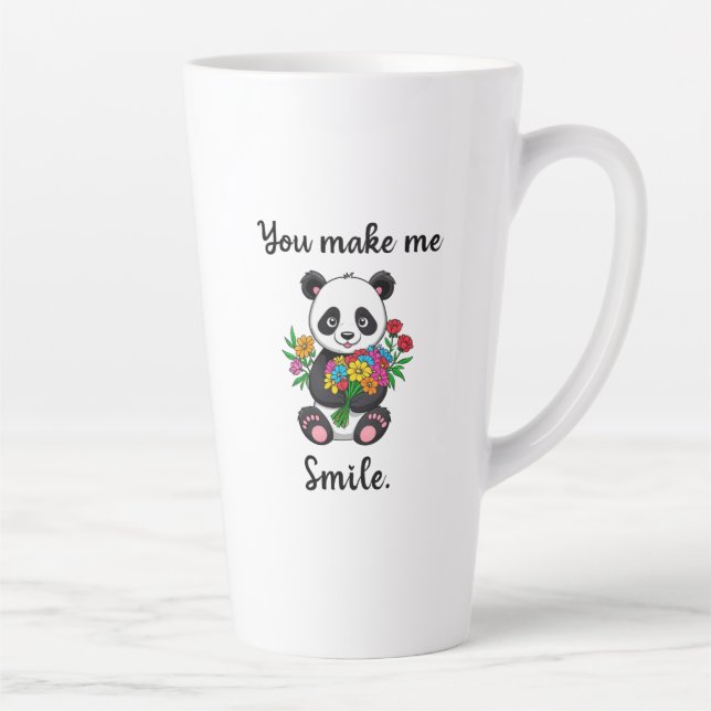 You Make Me Smile Cute Panda Latte Mug (Right)