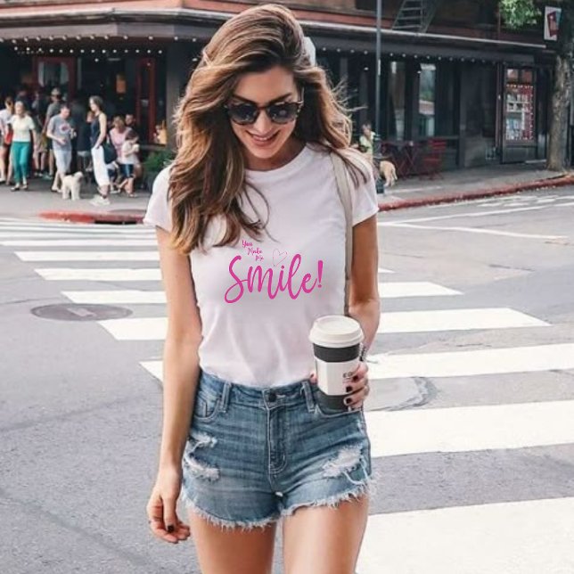 You Make Me Smile!" Pink Script Minimalist Tee (Creator Uploaded)