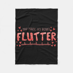You Make My Heart Flutter Cardiac Nurse Valentine Fleece Blanket