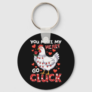 You Make My Heart Go Cluck Funny Chicken Valentine Key Ring