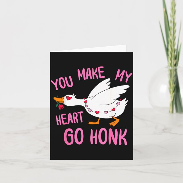 You Make My Heart Go Honk Funny Goose Valentine Sa Card (Front)