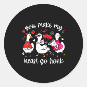 You Make My Heart Go Honk Funny Silly Valentine Go Classic Round Sticker