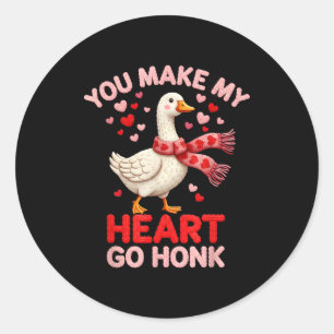 You Make My Heart Go Honk Goose Faux Yarn Loving G Classic Round Sticker