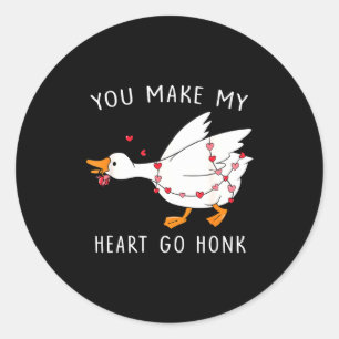 You Make My Heart Go Honk Valentine Goose  Classic Round Sticker