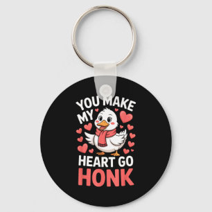 You Make My Heart Go Honk Valentine Goose Funny Key Ring