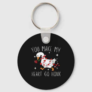 You Make My Heart Go Honk Valentine Goose Key Ring