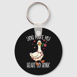 You Make My Heart Go Honk Valentine Goose  Key Ring