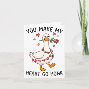 You Make My Heart Go Honk Valentine Goose Preppy  Card