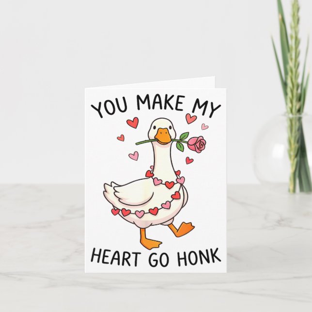 You Make My Heart Go Honk Valentine Goose Preppy  Card (Front)