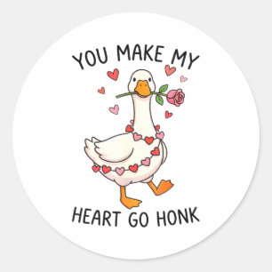 You Make My Heart Go Honk Valentine Goose Preppy  Classic Round Sticker