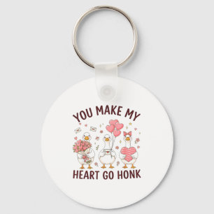 You Make My Heart Go Honk Valentine Goose Preppy  Key Ring