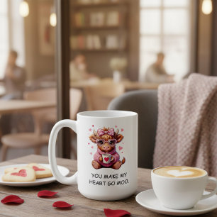 You Make My Heart Go Moo Funny Valentines Day Coffee Mug