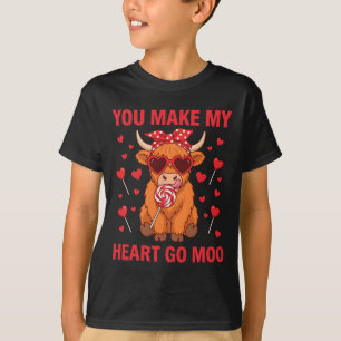 You Make My Heart Go Moo Valentine's Day Red Heart T-Shirt