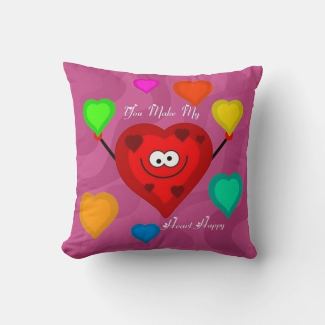 you make my heart happy pillow (Front)