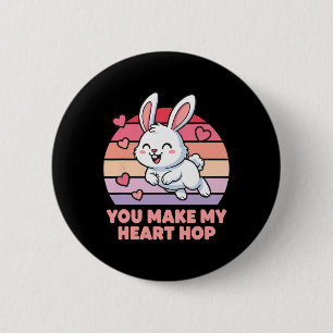 You Make My Heart Hop Cute Bunny Love 6 Cm Round Badge