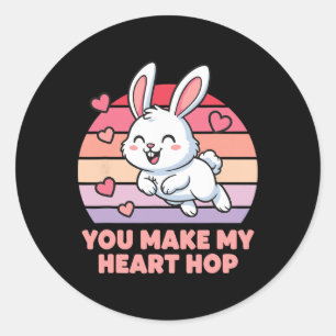 You Make My Heart Hop Cute Bunny Love  Classic Round Sticker
