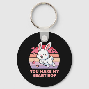 You Make My Heart Hop Cute Bunny Love Key Ring