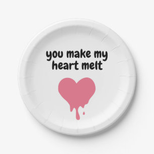 You Make My Heart Melt Cute Love Pink Melting Paper Plate
