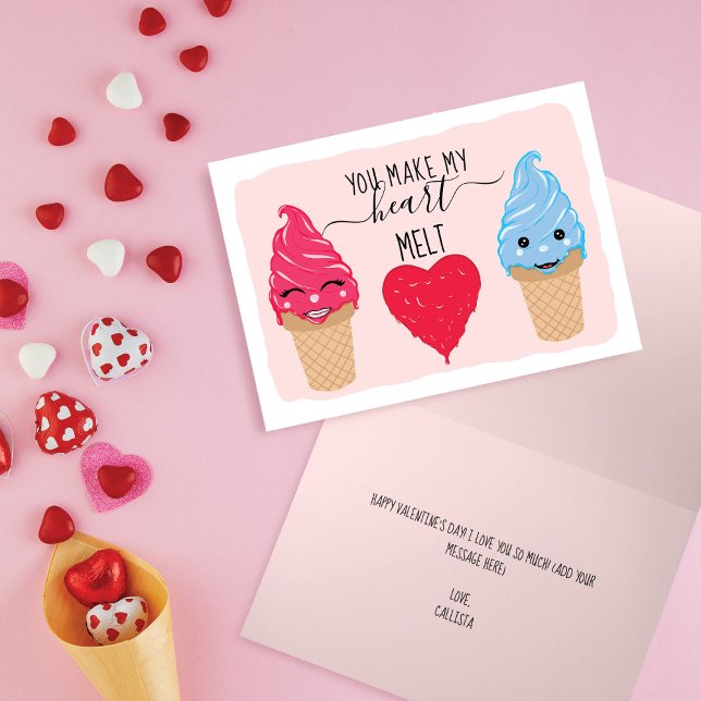 You Make My Heart Melt Ice Cream Valentine's Day Holiday Card (Creator Uploaded)