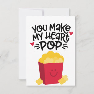 You Make My Heart Pop Cute Popcorn Pun Design Invitation