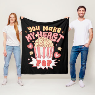 You Make My Heart Pop Funny Valentine's Day Fleece Blanket