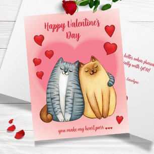 You Make My Heart Purr Cute Cat Valentine’s Day Card