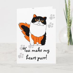 You Make My Heart Purr Greeting Card - Calico Cat