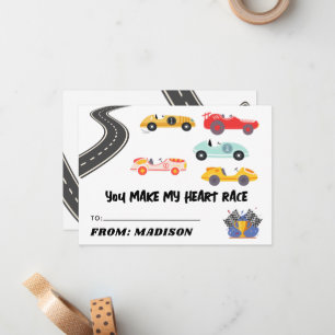You Make My Heart Race Kids Valentine Day Card