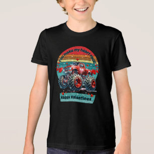 You Make My Heart Race Red Monster Truck  Tri-Blend Shirt
