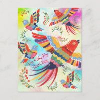You Make My Heart Sing Folk Art Birds Tie Dye