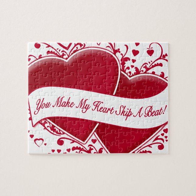 You Make My Heart Skip A Beat! Red Hearts Jigsaw Puzzle (Horizontal)