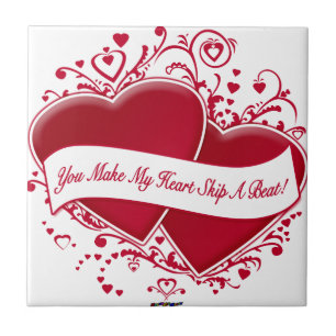 You Make My Heart Skip A Beat! Red Hearts Tile