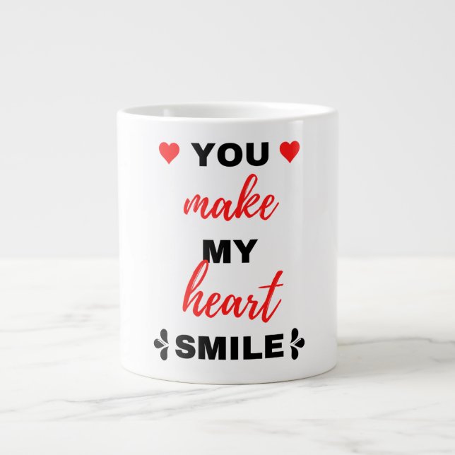 You Make My Heart Smile Black Large Coffee Mug (Front)