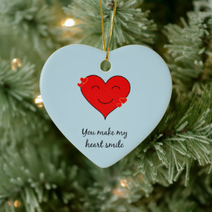 You make my heart smile blue ceramic tree decoration