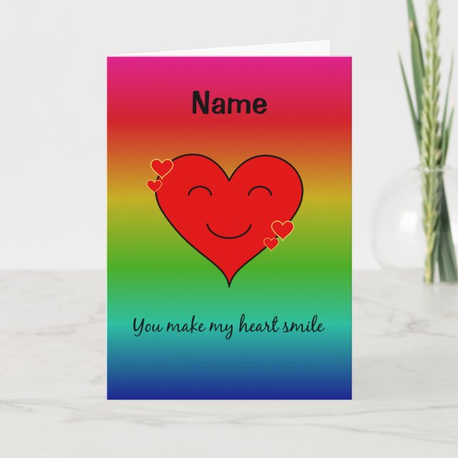 You make my heart smile rainbow named holiday card (Front)